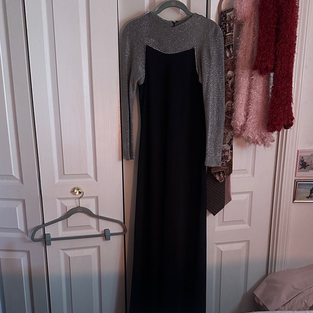 Elegant Black and Silver Evening Gown